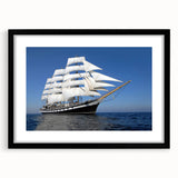 Abstract art print of a colorful, textured ship on extra large canvas, ideal for living room decor.