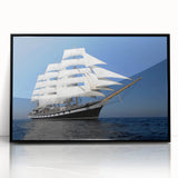 Large abstract wall art featuring a stylized boat in muted gray and black tones on framed acrylic.