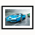 Extra large abstract art print of colorful race cars, textured design on framed canvas, suitable for living room decor.