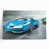 Black and white photo of race cars on stretched canvas, ideal for kitchen wall art or bedroom ambiance.