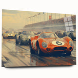 Acrylic print of a side-view race car in grayscale, ideal for modern bedroom or dining room decor.