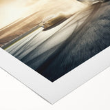 Art deco poster of race cars in motion, using bold red and black tones on rolled canvas, ideal for dining room wall art.