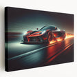 Large canvas print featuring a side view of race cars in vivid red and blue tones, suited for kitchen wall decor.