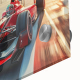 Mid-century modernist race cars in vibrant colors on acrylic glass, ideal for dining room art.