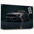 Side view of race cars in motion depicted in vibrant colors on an acrylic print, suitable for bedroom or dining room decor.