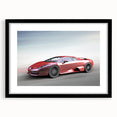 Extra large abstract art print featuring colorful, textured sports cars on a black framed canvas.