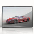Large abstract wall art of a sports car in black and white, framed acrylic print, suitable for modern art wall decor.
