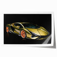 Abstract sport car design in monochrome shades on rolled canvas, suitable for art wall dining room.