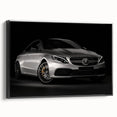 Black and white framed canvas of a vintage sports car in profile, ideal for bedroom wall decor.