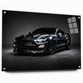 Side view of a red sports car on acrylic glass, ideal for modern bedroom or dining room decor.