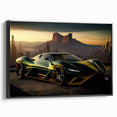 Black and white framed canvas of a vintage sports car, ideal for bedroom wall decor.