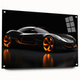 Acrylic print of a side-view sports car in grayscale, ideal for modern bedroom or dining room decor.
