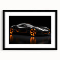 Extra large abstract art print of colorful, textured sports cars on a black framed canvas, ideal for living room decor.