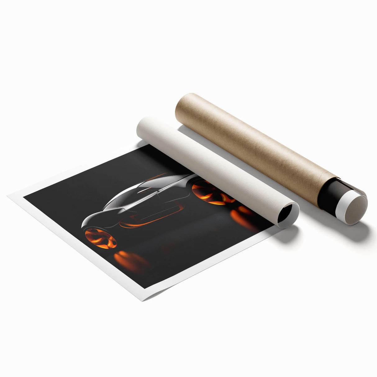 Extra large wall art featuring a vintage sports car in muted gray tones on a rolled canvas, suitable for a classy bathroom.