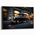 Black and white vintage poster art of a classic car on a framed canvas, ideal for bedroom wall decor.