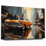 Acrylic print of a side view of a classic car in grayscale, suitable for bedroom or dining room art.