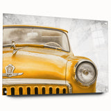 Side view of a vintage car in muted sepia tones on acrylic glass, fitting for bedroom or dining room decor.