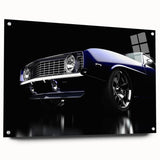 Acrylic print of a vintage car in muted sepia tones, ideal for dining room decor.