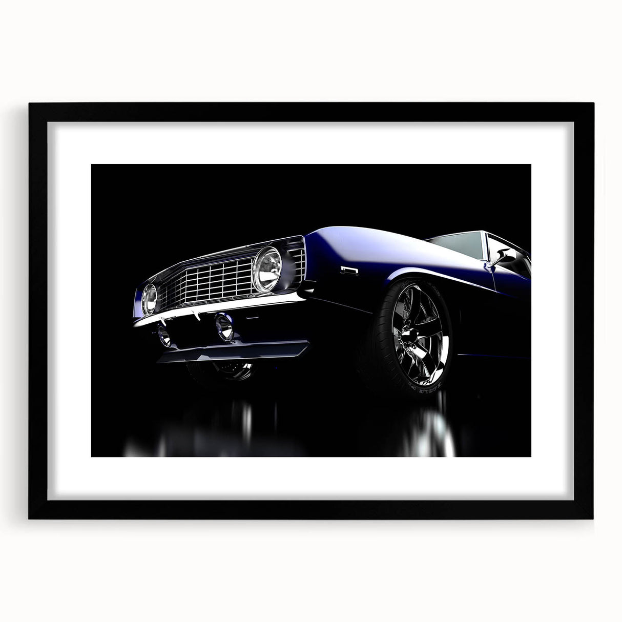 Colorful art featuring abstract vintage cars, rendered in vibrant hues on a large textured canvas.