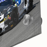 Mid-century modernist art of vintage cars in muted earth tones on acrylic glass, ideal for dining room art.