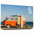 Side view of a caravan depicted in muted earth tones on acrylic glass, suitable for bedroom or dining room decor.