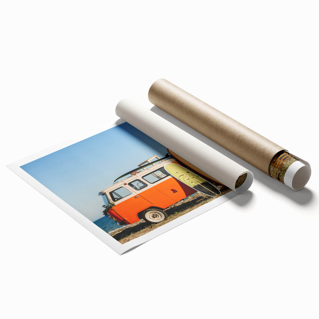 Extra large rolled print featuring a caravan scene in muted earth tones, suitable for classy bathroom wall art.