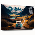 Side view of a caravan in muted earth tones on acrylic glass, suitable for dining room or bedroom decor.