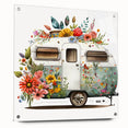 Side view of a caravan in muted earth tones on acrylic glass, suitable for bedroom or dining room decor.