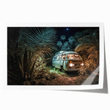 Extra large rolled print featuring a caravan in soft pastel shades, suitable for dining room wall art.