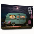 Side view of a caravan depicted in large abstract tones on acrylic glass, suitable for bedroom or dining room decor.