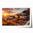 Rolled print of a vintage caravan in muted earth tones, ideal for art wall dining room or classy bathroom.