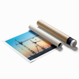 Extra large rolled print featuring a detailed illustration of vintage heavy equipment in muted earth tones.