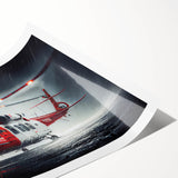 Extra large wall art featuring a floral helicopter design in line art style on a rolled print.