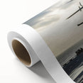 Art deco helicopter poster in pastel shades on rolled canvas, suitable for nursery wall art.