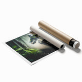 Extra large rolled print featuring a detailed motorcycle illustration on a muted gray background.