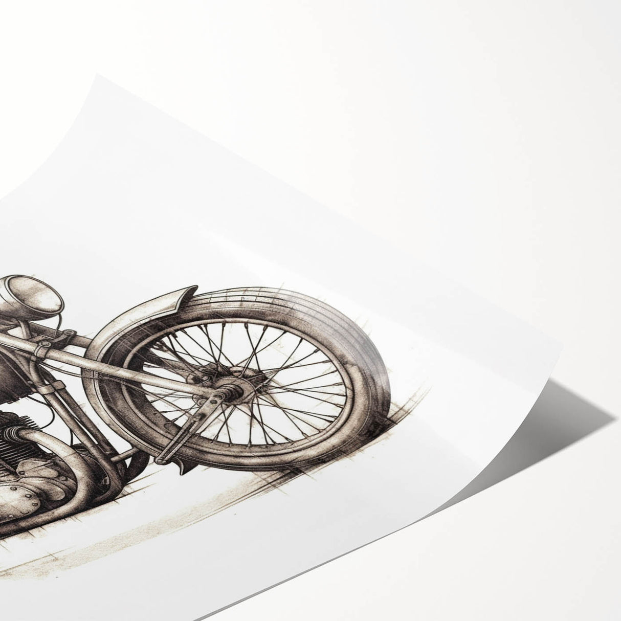 Extra large wall art featuring a line art motorcycle design on rolled canvas, ideal for large living room decor.