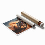 Extra large rolled print of a vintage motorcycle in muted gray tones, suitable for classy bathroom wall art.