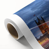 Art deco poster of pastel-colored vintage cars on rolled canvas, ideal for nursery wall decor.