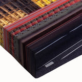 Black and white landscape art painting on stretched canvas featuring a detailed city transportation scene.