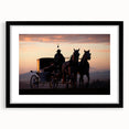 Abstract art print featuring vibrant, colorful textured design of service vehicles on a large black framed canvas.
