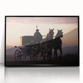 Large abstract wall art of service vehicles in mid-century modernist style, framed in black acrylic.