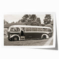 Art wall featuring a collection of vintage service vehicles in muted earth tones on a rolled canvas.