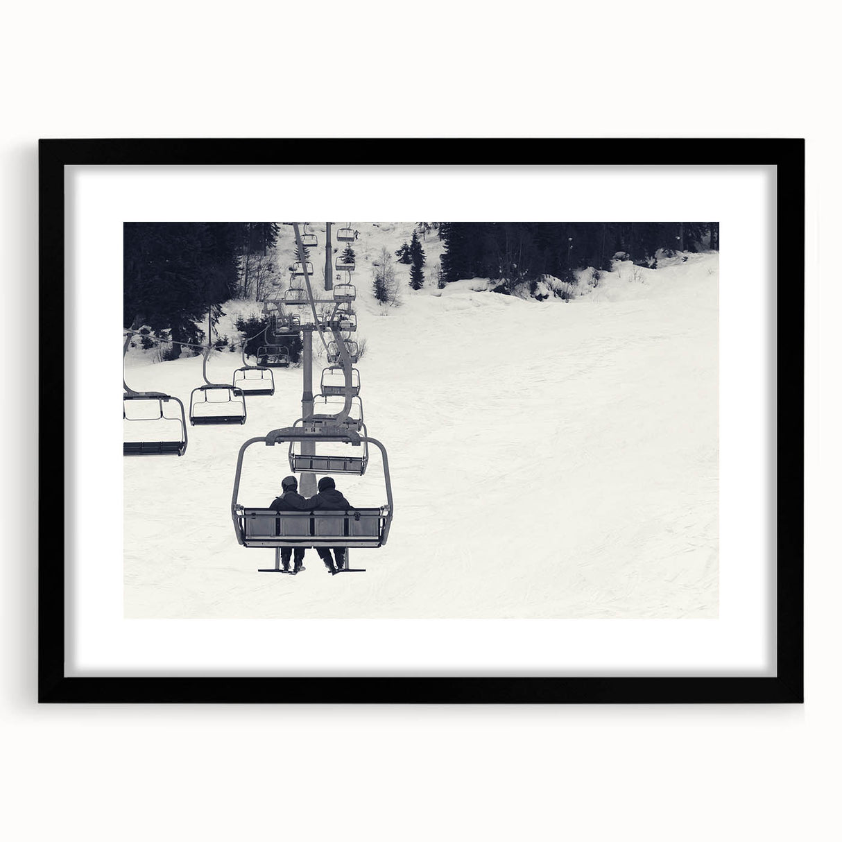 Extra large abstract art print featuring colorful, textured vehicles in a black frame, ideal for living room decor.