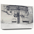 Acrylic print of abstract vehicles in shades of gray, ideal for modern dining room decor.