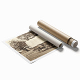 Extra large rolled print featuring a vintage floral design in pastel shades, ideal for classy bathroom wall art.