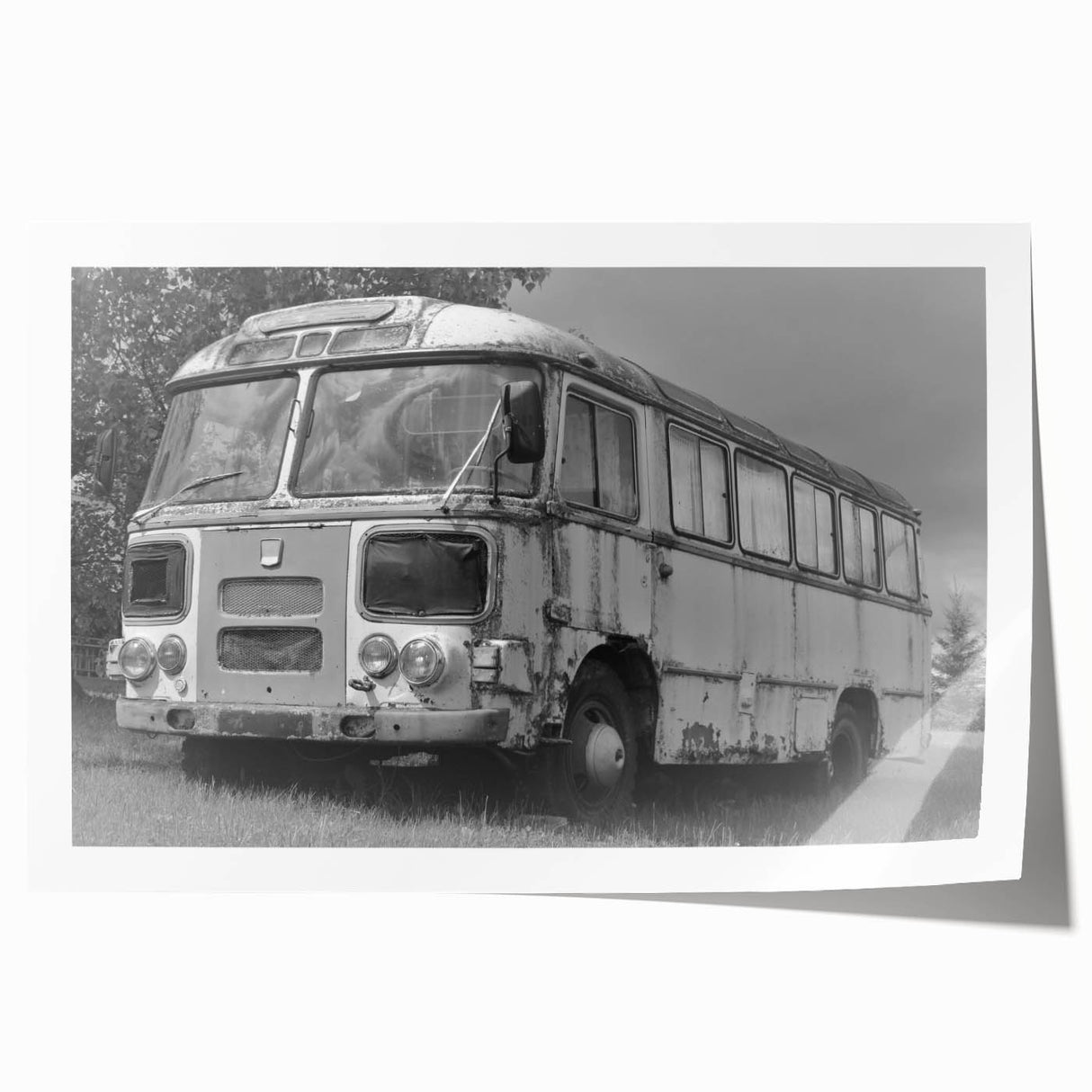 Extra large rolled print featuring detailed illustrations of service vehicles in a monochrome palette.