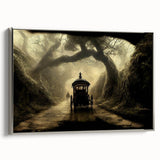 Vintage poster art of colorful service vehicles on a black background, framed canvas, ideal for decorating an office space.
