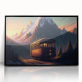 Large abstract wall art featuring a collection of stylized service vehicles in bold black and white, framed in acrylic.