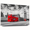 Acrylic print of a side view of assorted service vehicles in muted colors, suitable for bedroom or dining room decor.