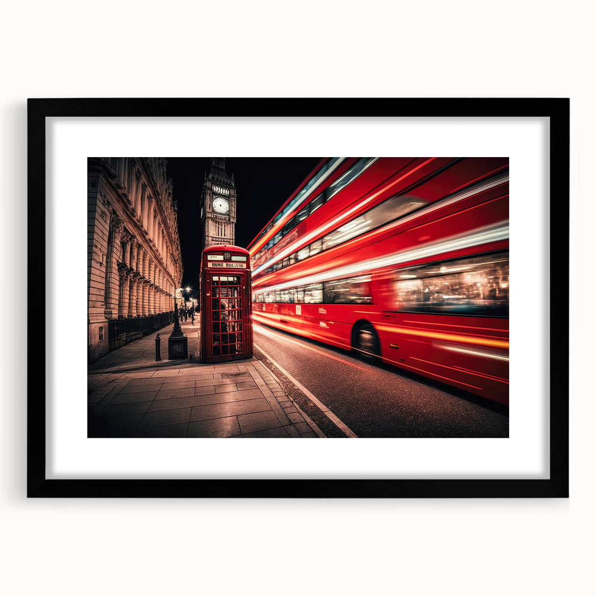 Colorful abstract art print of assorted service vehicles in vibrant hues on a large textured canvas.